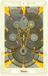 Fem pentagram i tarot, five of pentacles