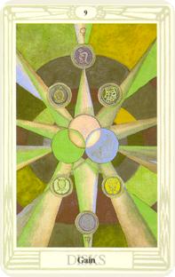 Nio pentagram i tarot, nine of pentacles