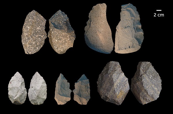 Olika typer av stenverktyg som homo erectus tillverkade och använde.