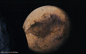Pluto och Charon, Konstnärs bild av Plut och Charon